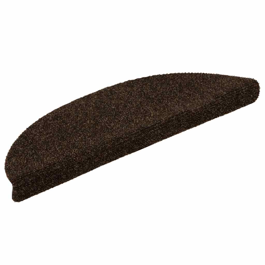 Covorașe pentru scări autoadezive, 10 buc., 56x17x3 cm, maro, semirotunde GartenMobel Dekor