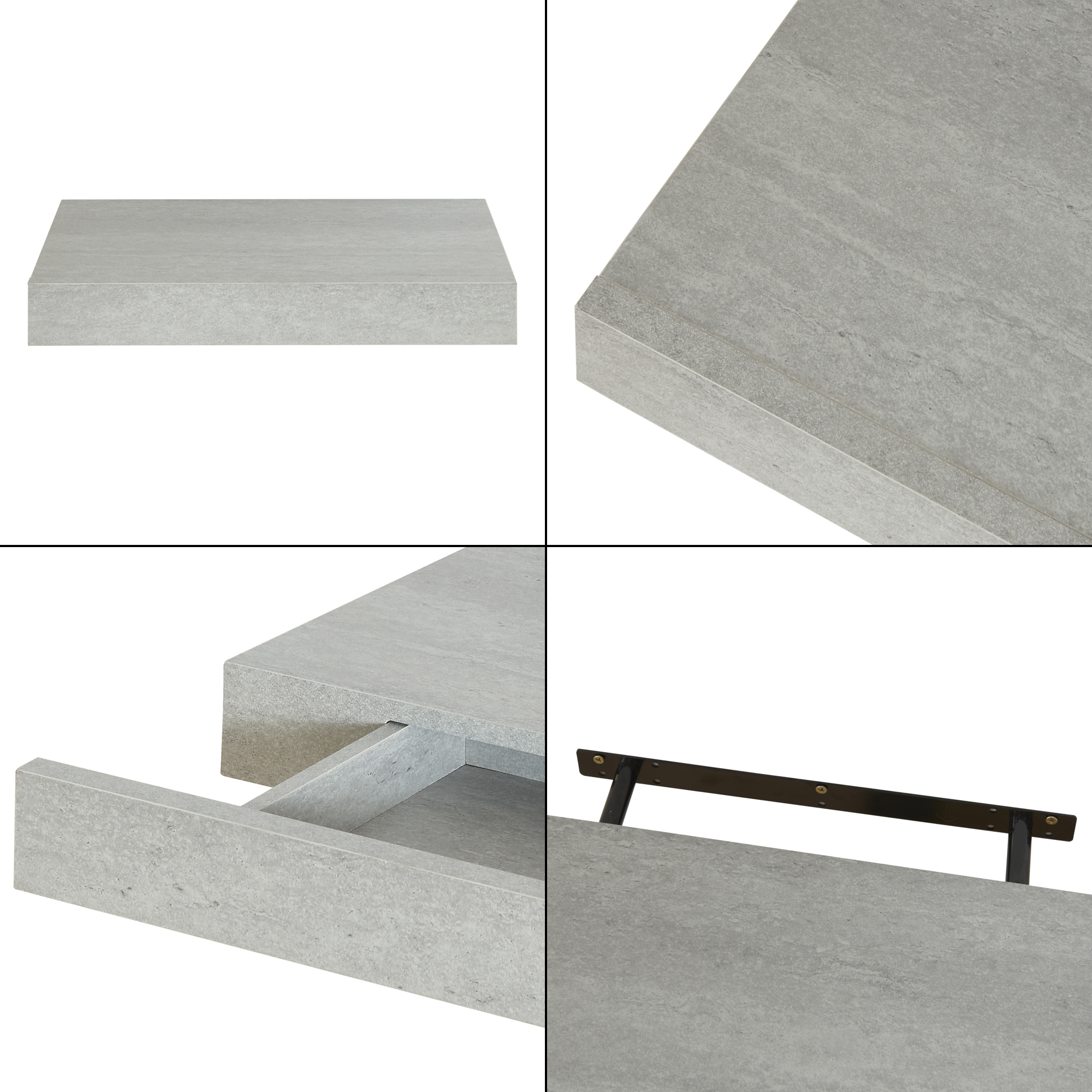 Raft, en.casa, PXWK-0002 Hyvinkaa, 39,5 x 25 x 5 cm, mdf, efect beton, 5 kg, cu sertar, montabil pe perete HausGarden Leisure