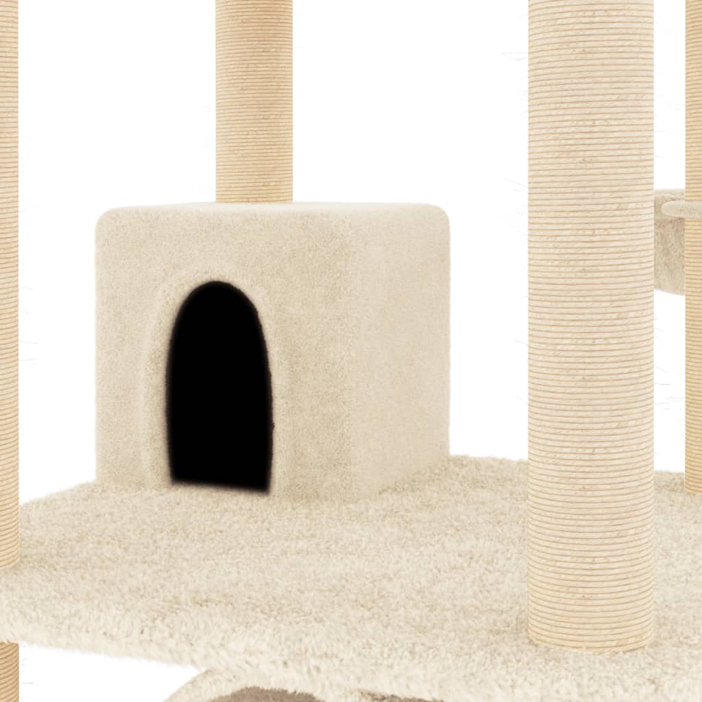 Ansamblu de pisici cu stâlpi din funie de sisal, crem, 141 cm GartenMobel Dekor