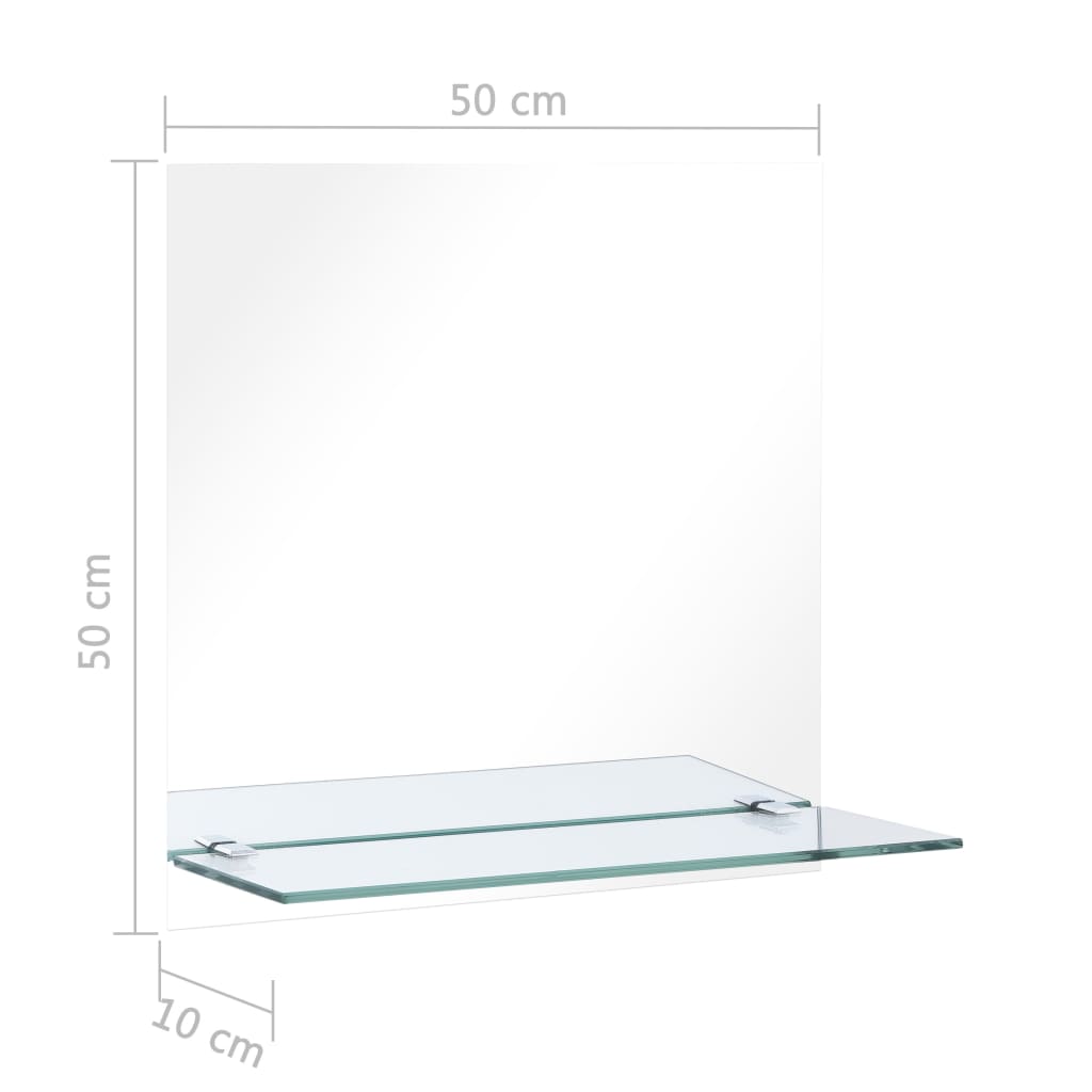 Oglindă de perete cu raft, 50 x 50 cm, sticlă securizată GartenMobel Dekor