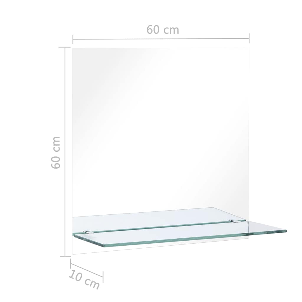 Oglindă de perete cu raft, 60 x 60 cm, sticlă securizată GartenMobel Dekor