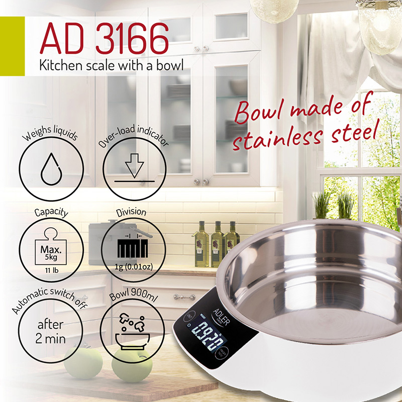 CANTAR BUCATARIE CU BOL METALIC AD 3166 ADLER EuroGoods Quality