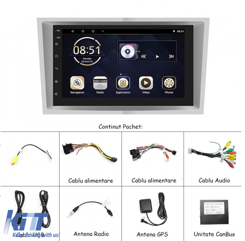 Navigatie Android Dedicata Opel, 7Inch, 1Gb Ram, 16Gb stocare, Bluetooth, WiFi, Waze, Youtube Performance AutoTuning