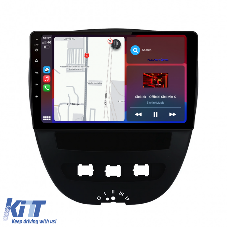 Navigatie Dedicata Peugeot 107 Citroen C1 Toyota Aygo (2005 - 2015),10Inch, 1Gb Ram, 32Gb Stocare, Carplay Performance AutoTuning