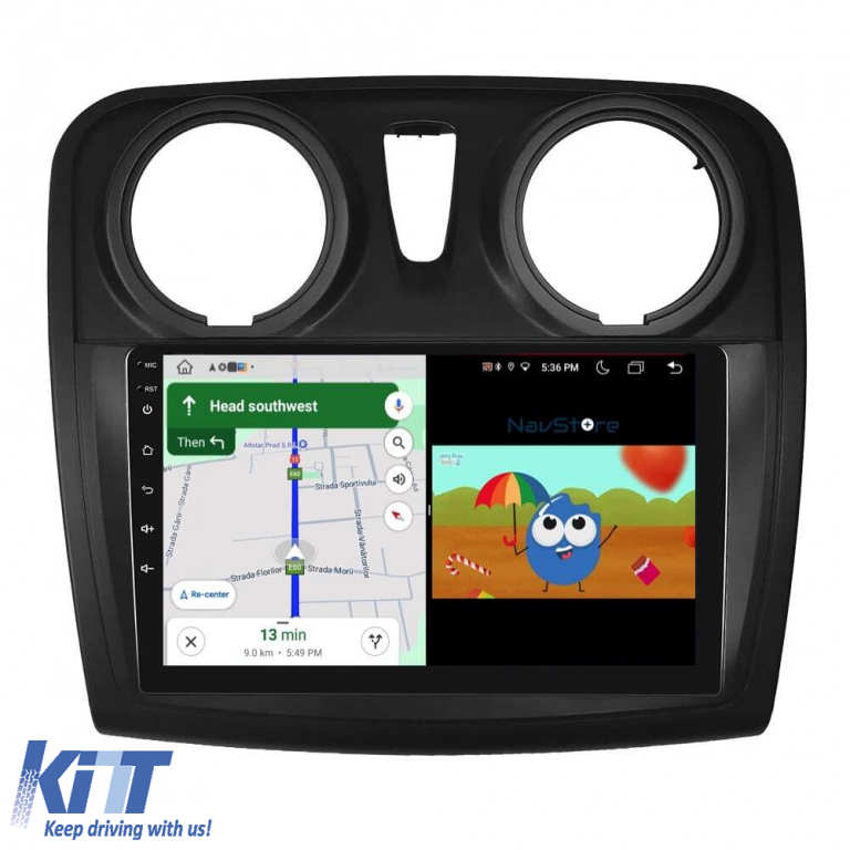 Navigatie Dedicata Android Dacia Logan Sandero (2012-2020), 9Inch, 2Gb Ram, 64Gb Stocare, Carplay Performance AutoTuning