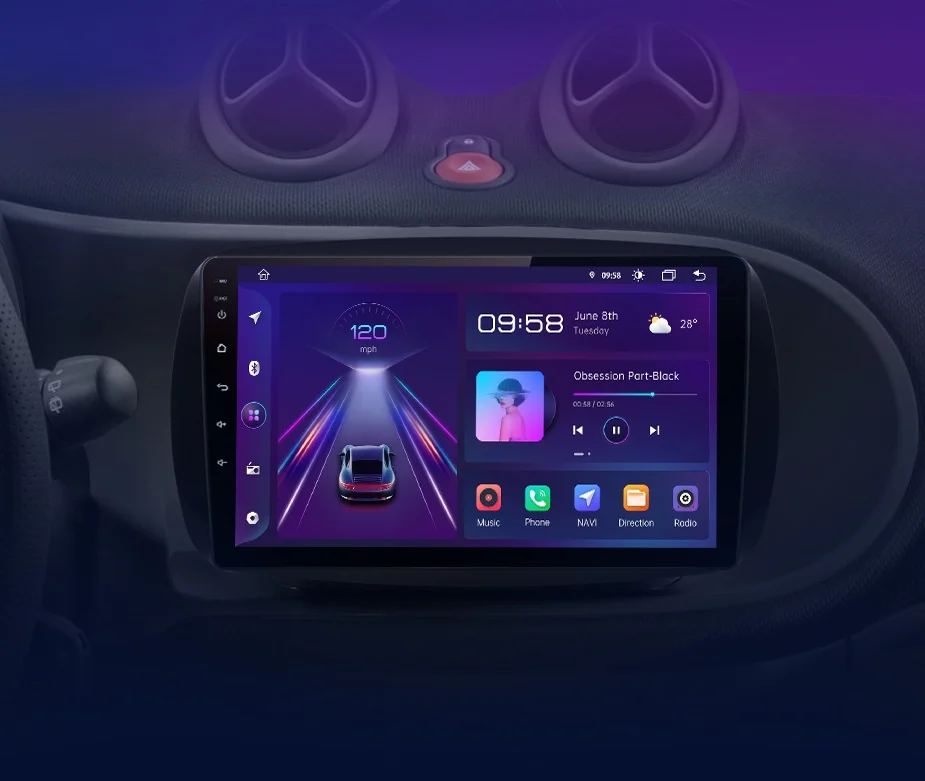 Navigatie Dedicata Smart For Two (2016-2021) For Four (2016-2021), 9 Inch, 1Gb Ram, 32Gb stocare, Carplay Performance AutoTuning