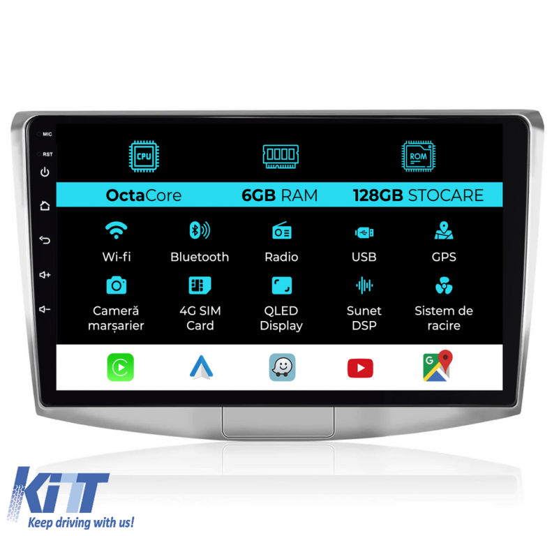 Navigatie Dedicata Volkswagen Passat B6, B7, CC (2005 -2015),10Inch, 6Gb Ram, 128Gb Stocare, Carplay Performance AutoTuning