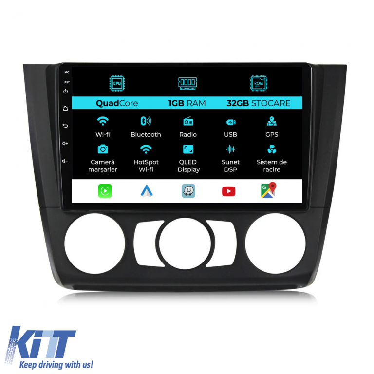 Navigatie Dedicata Bmw Seria 1 E82 E88 E81 E87 (2004-2011), 9Inch, 1Gb Ram, 32Gb Stocare, CarPlay Performance AutoTuning