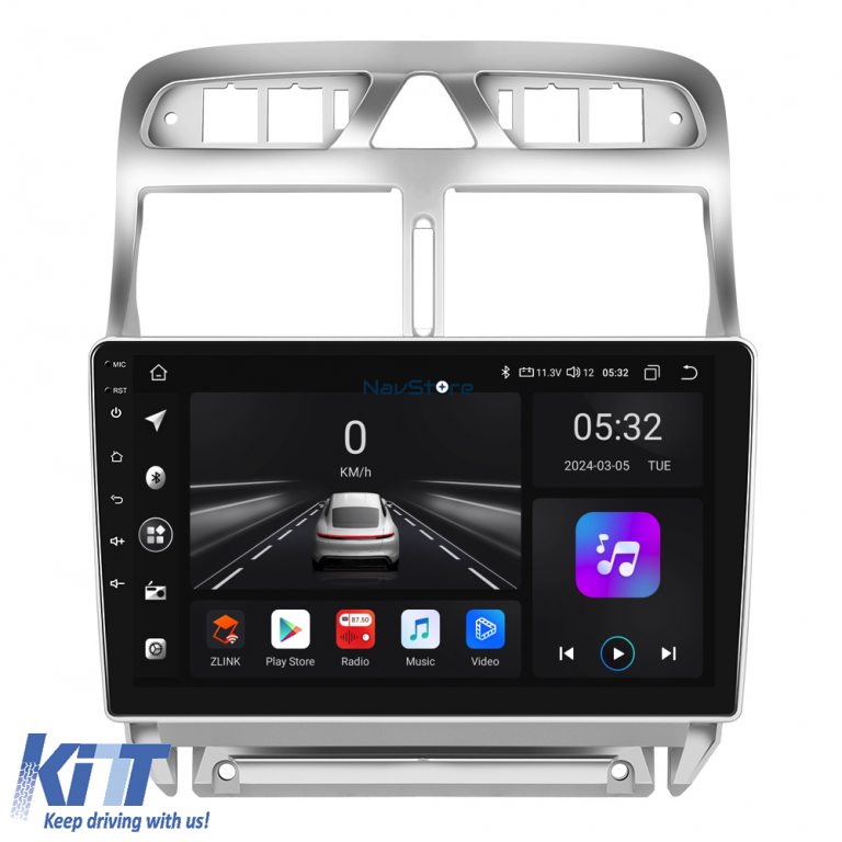 Navigatie Android Dedicata Peugeot 307 (2000-2013), 9Inch, 4Gb Ram, 64Gb Stocare, Bluetooth, WiFi, Carplay Performance AutoTuning