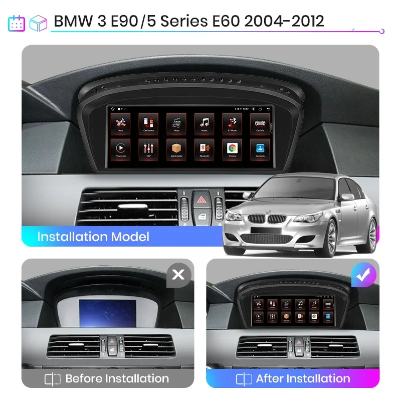 Navigatie Android Dedicata BMW Seria 3 E90 E91, Seria 5 E60 E61 (2004-2013), 8.8 Inch, 4Gb Ram, 64Gb Stocare, Bluetooth, WiFi, Carplay Performance AutoTuning