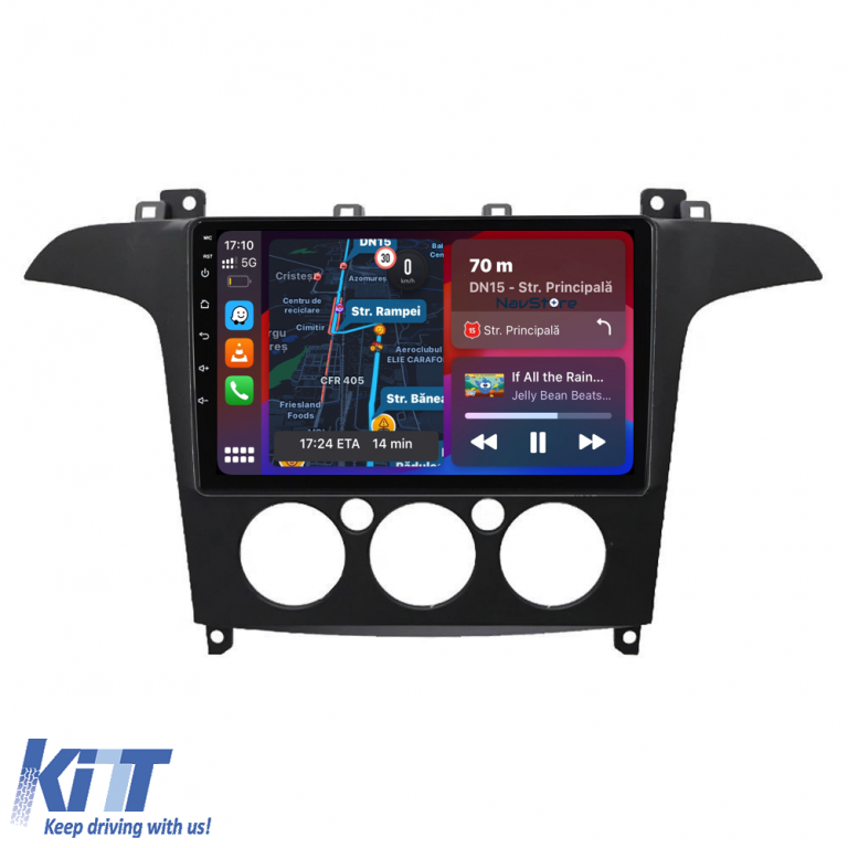 Navigatie Android Dedicata Ford S-Max (2006 - 2015) 9Inch, 1Gb Ram, 32Gb Stocare, Carplay, Clima manuala Performance AutoTuning