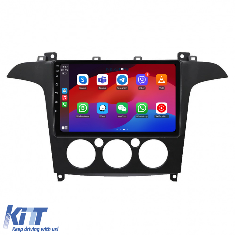 Navigatie Android Dedicata Ford S-Max (2006 - 2015) 9Inch, 1Gb Ram, 32Gb Stocare, Carplay, Clima manuala Performance AutoTuning