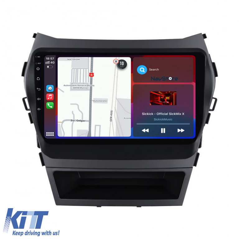 Navigatie Android Dedicata Hyundai IX45 SantaFe (2013 - 2017) 9Inch, 4Gb Ram, 64Gb Stocare, Bluetooth, WiFi, Carplay Performance AutoTuning