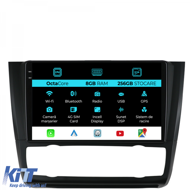 Navigatie Dedicata Bmw Seria 1 E82 E88 E81 E87 (2004-2011), 9Inch, 8Gb Ram, 256Gb Stocare, Carplay Performance AutoTuning
