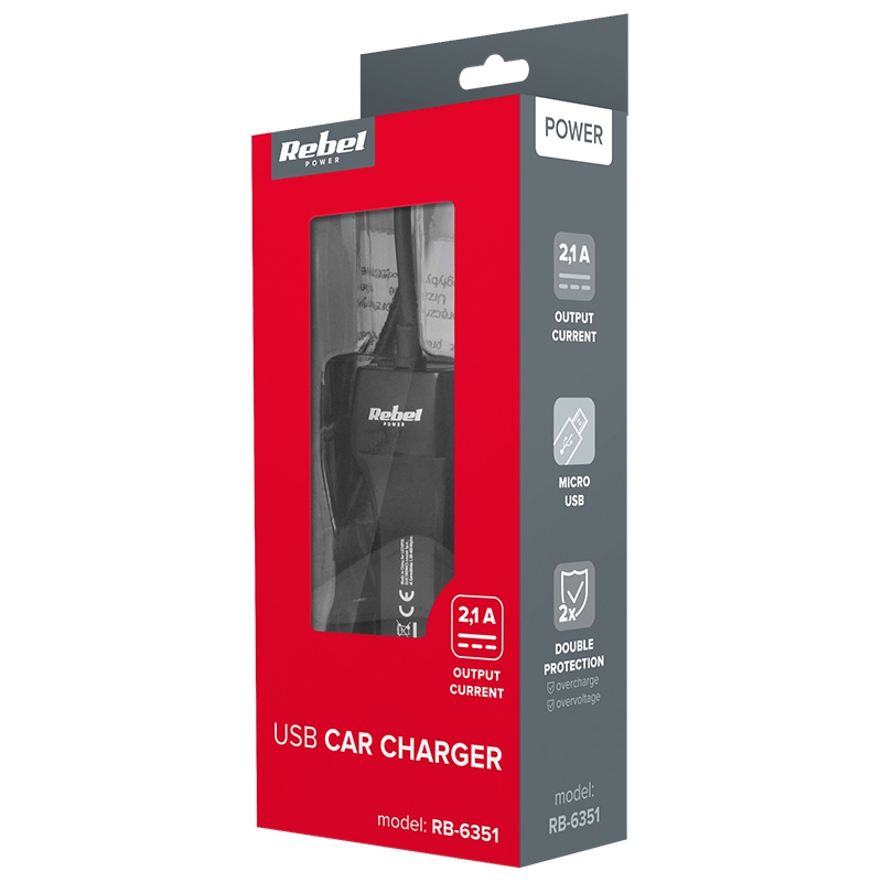 INCARCATOR AUTO MICRO USB 2100MA REBEL EuroGoods Quality