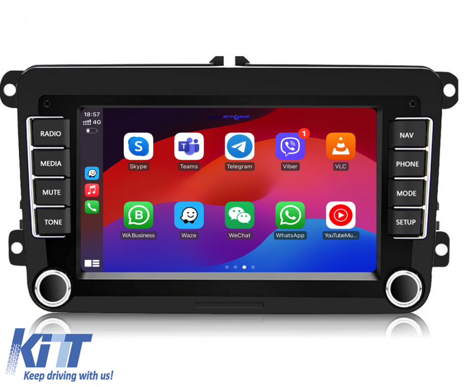 Navigatie Dedicata Volkswagen, 7Inch, 2Gb Ram, 64Gb stocare, Apple Carplay Android Auto Performance AutoTuning