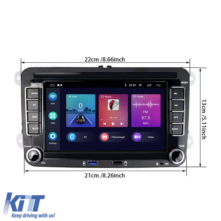 Navigatie Dedicata Volkswagen, 7Inch, 8Gb Ram, 128Gb stocare, Apple Carplay Android Auto Performance AutoTuning