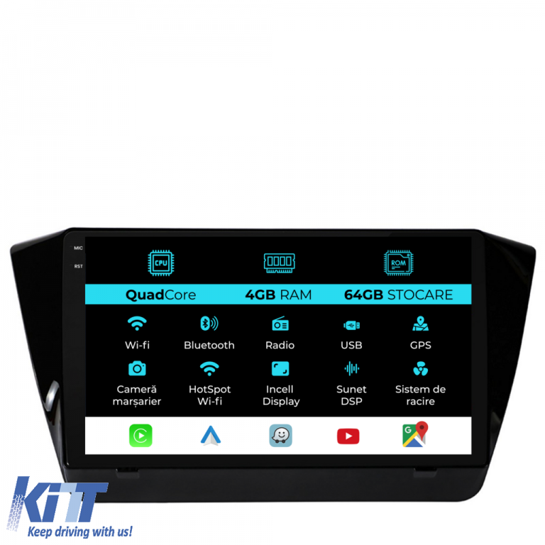 Navigatie Dedicata Skoda Superb 3 (2015-2019),QuadCore, 10Inch, 4Gb Ram, 64Gb Stocare, Carplay Performance AutoTuning