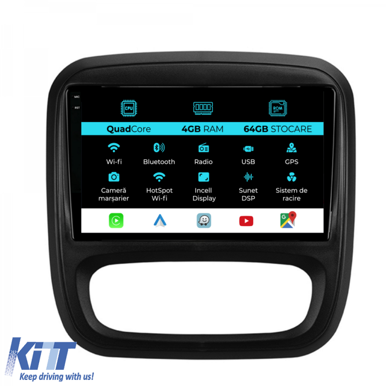 Navigatie Dedicata Opel Vivaro Renault Trafic Fiat Talento (2014 - 2018),QuadCore, 9 Inch, 4Gb Ram, 64Gb stocare, Carplay Performance AutoTuning