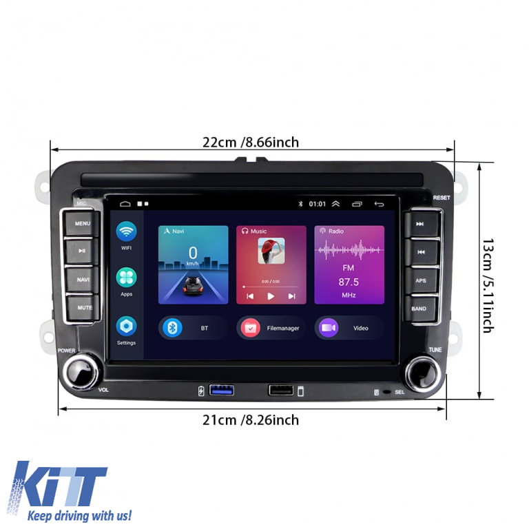 Navigatie Dedicata Skoda, 7Inch, 4Gb Ram, 64Gb stocare, Apple Carplay Android Auto Performance AutoTuning