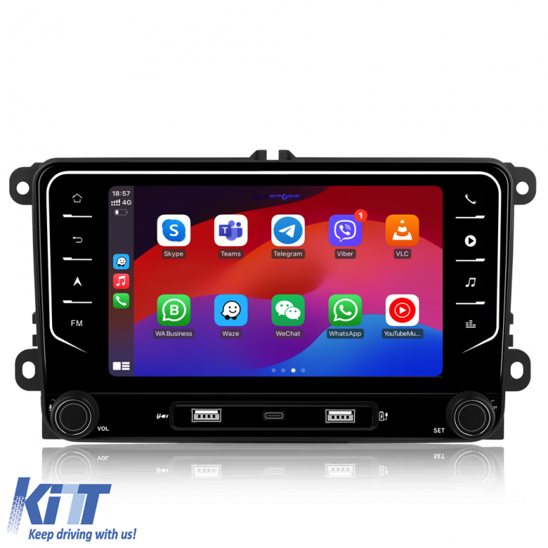 Navigatie Dedicata Skoda, 7Inch, 4Gb Ram, 64Gb stocare, Apple Carplay Android Auto Performance AutoTuning