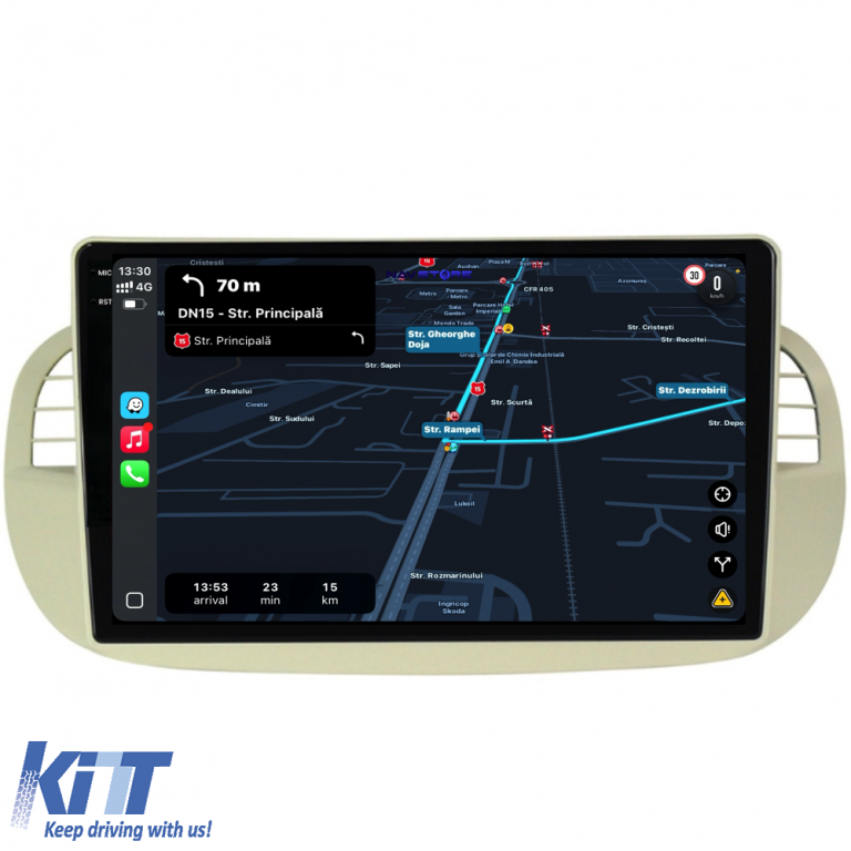 Navigatie Dedicata Fiat 500 (2007-2015), 9Inch, 6Gb Ram, 128Gb Stocare, Carplay Performance AutoTuning