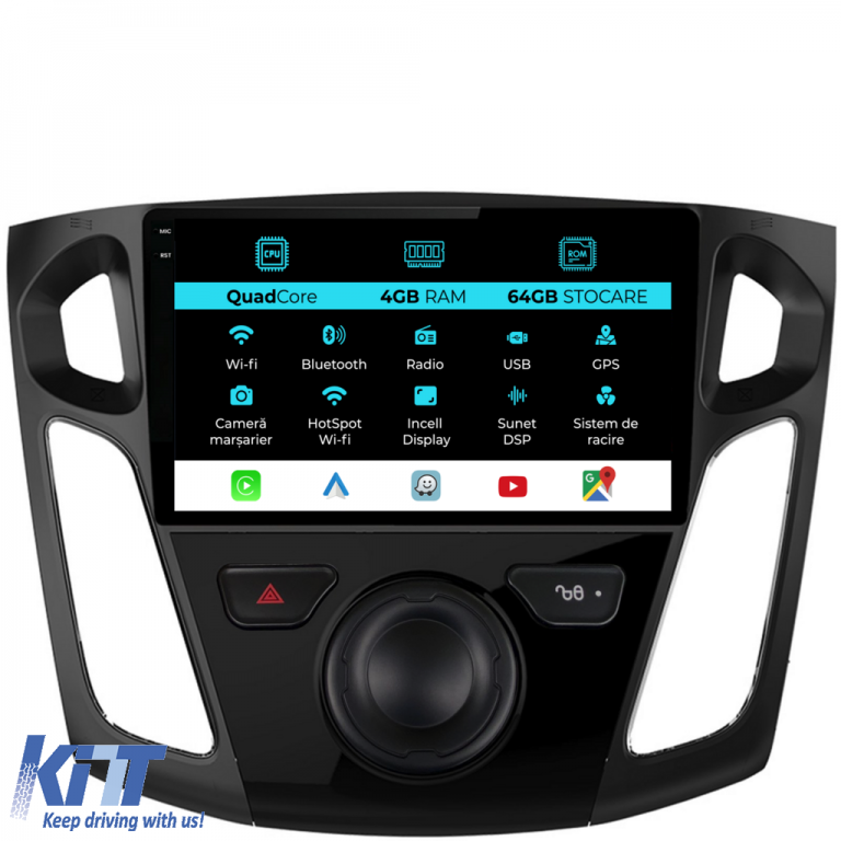 Navigatie  Dedicata Ford Focus 3 (2012-2018),QuadCore, 9Inch, 4Gb Ram, 64Gb Stocare, Carplay Performance AutoTuning