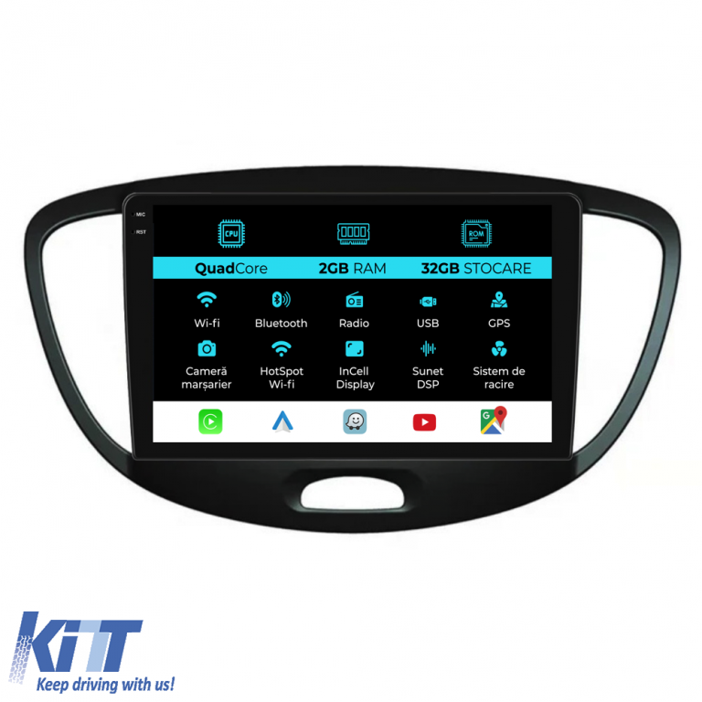 Navigatie Dedicata Hyundai I10 (2007-2013), 9Inch, 2Gb Ram, 32Gb Stocare, Carplay Performance AutoTuning