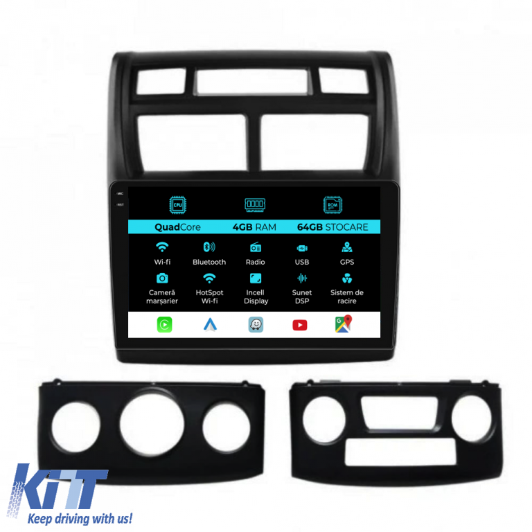 Navigatie Dedicata Kia Sportage (2004-2010),QuadCore, 9Inch, 4Gb Ram, 64Gb Stocare, Carplay Performance AutoTuning