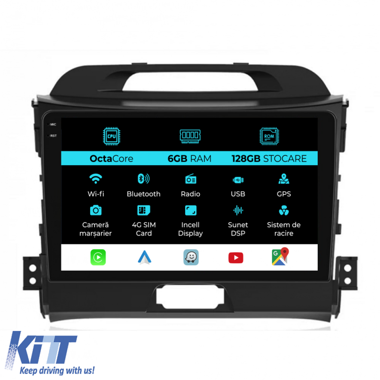 Navigatie Dedicata Kia Sportage (2010-2016), 9Inch, 6Gb Ram, 128Gb Stocare, Carplay Performance AutoTuning