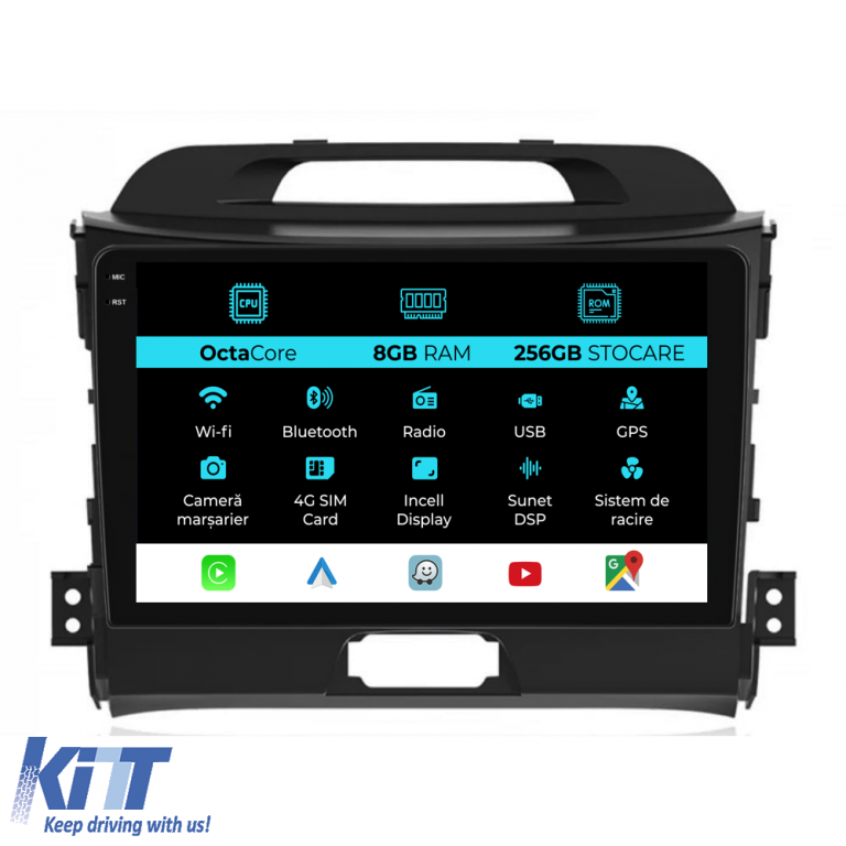 Navigatie Dedicata Kia Sportage (2010-2016), 9Inch, 8Gb Ram, 256Gb Stocare, Carplay Performance AutoTuning