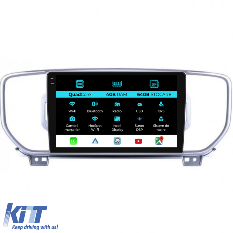 Navigatie Dedicata Kia Sportage (2016-2020),QuadCore, 9Inch, 4Gb Ram, 64Gb Stocare, Carplay Performance AutoTuning