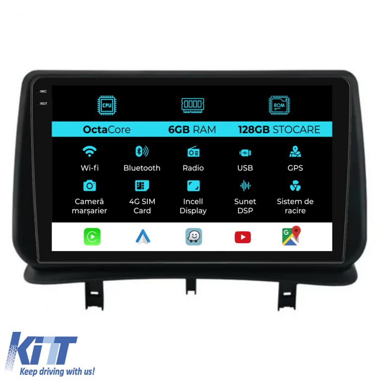 Navigatie Android Dedicata Renault Clio 3 (2005-2014), 9Inch, 6Gb Ram, 128Gb Stocare, Carplay Performance AutoTuning