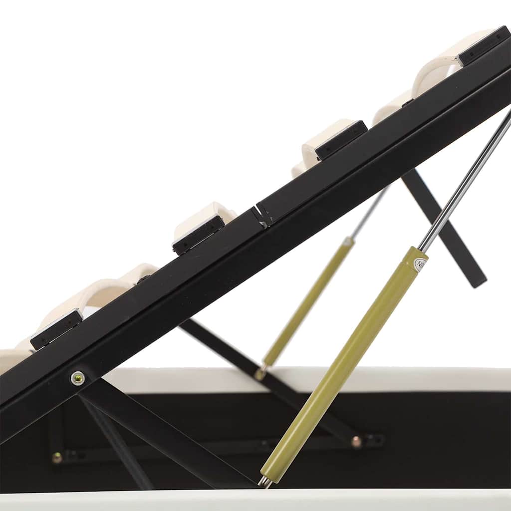 Cadru pat hidraulic cu ladă, alb, 120 x 200 cm, piele ecologică GartenMobel Dekor