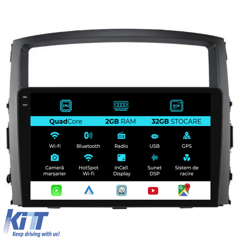 Navigatie Dedicata Mitsubishi Pajero (2006-2018), 9 Inch, 2Gb Ram, 32Gb stocare, Carplay Performance AutoTuning