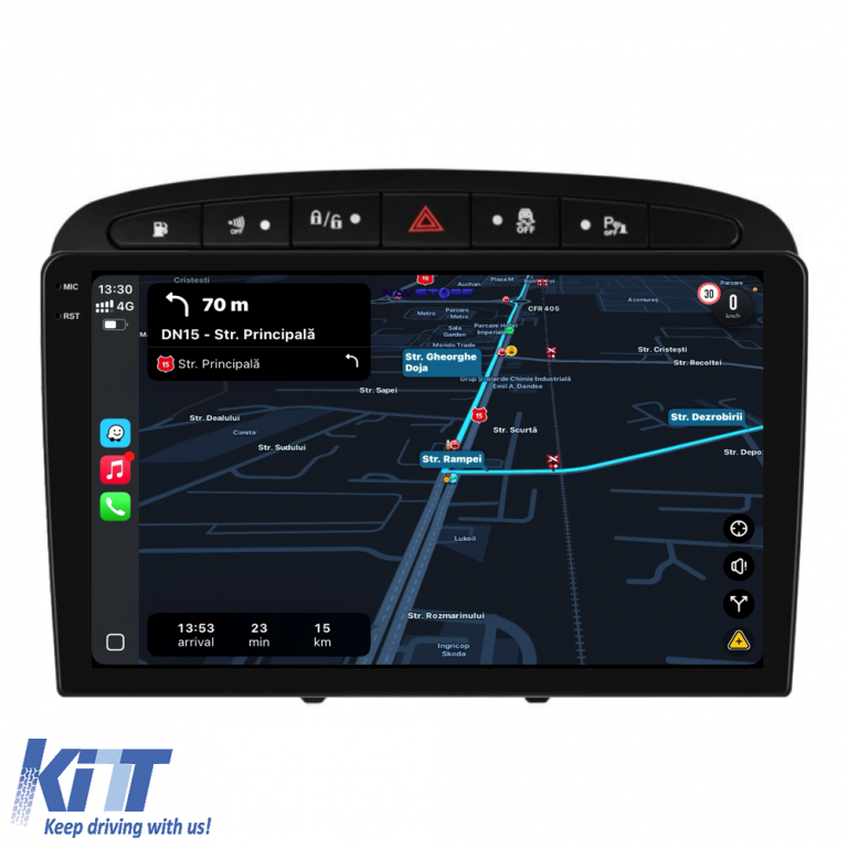 Navigatie Dedicata Peugeot 308 408 (2008-2013),QuadCore, 9Inch, 4Gb Ram, 64Gb Stocare, Carplay Performance AutoTuning