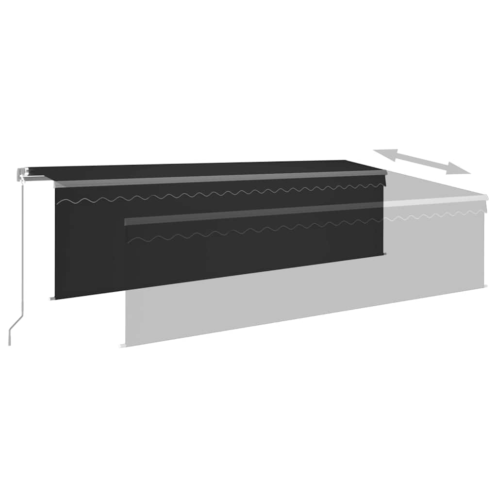 Copertină retractabilă manual cu stor, antracit, 5x3 m GartenMobel Dekor
