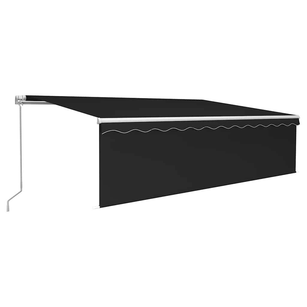Copertină retractabilă manual cu stor&LED, antracit, 5x3 m GartenMobel Dekor