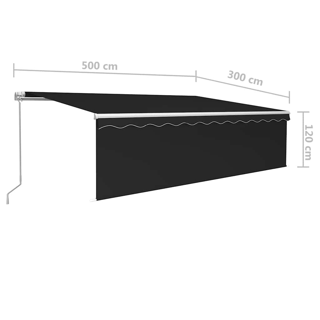 Copertină retractabilă manual cu stor&LED, antracit, 5x3 m GartenMobel Dekor