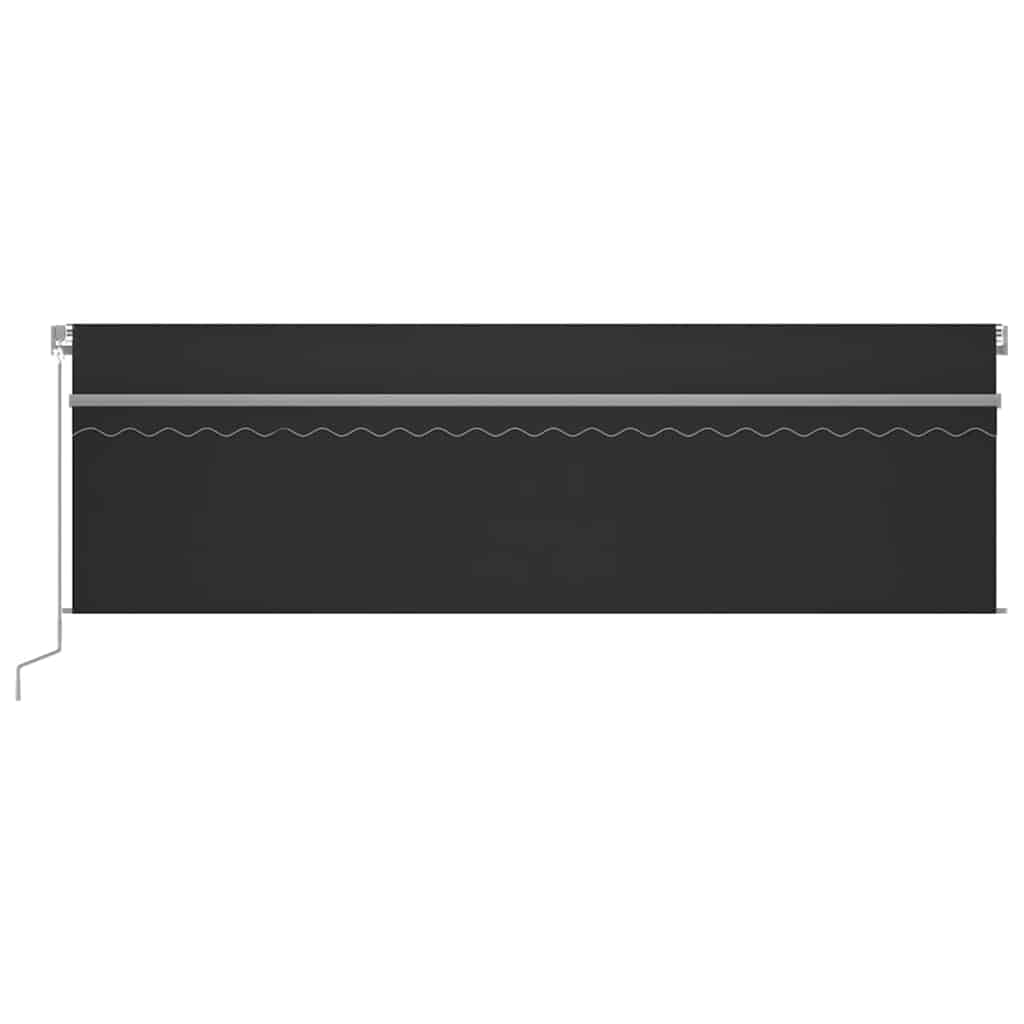 Copertină retractabilă manual cu stor&LED, antracit, 5x3 m GartenMobel Dekor