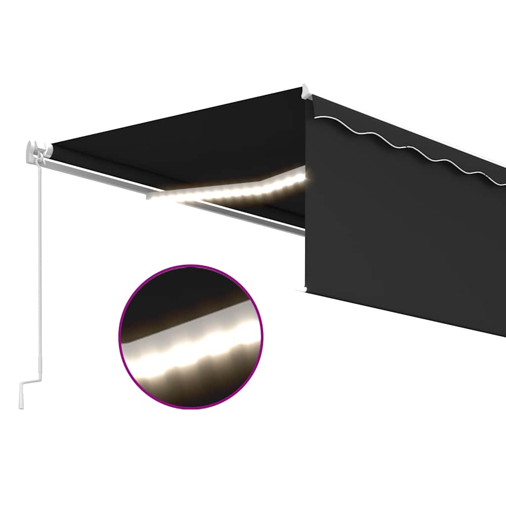 Copertină retractabilă manual cu stor&LED, antracit, 5x3 m GartenMobel Dekor