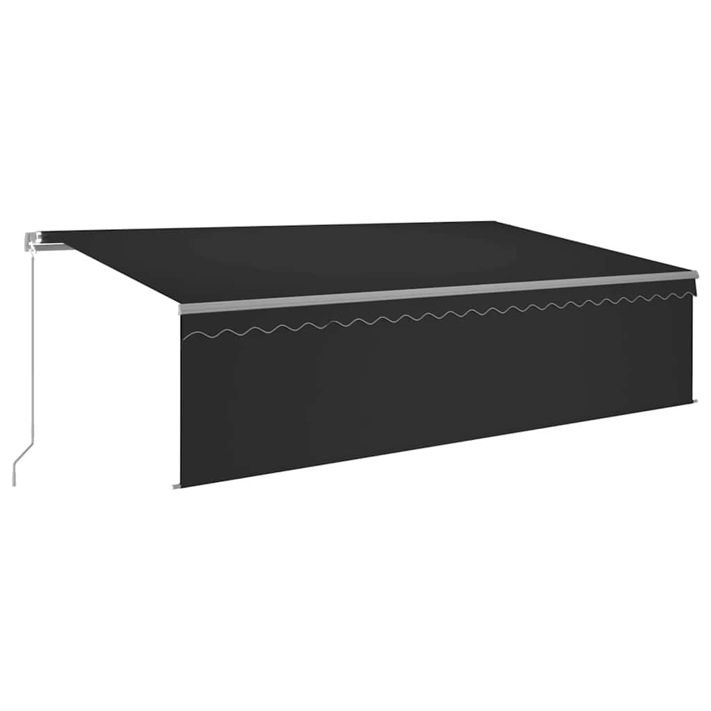 Copertină retractabilă manual cu stor&LED, antracit, 5x3 m GartenMobel Dekor
