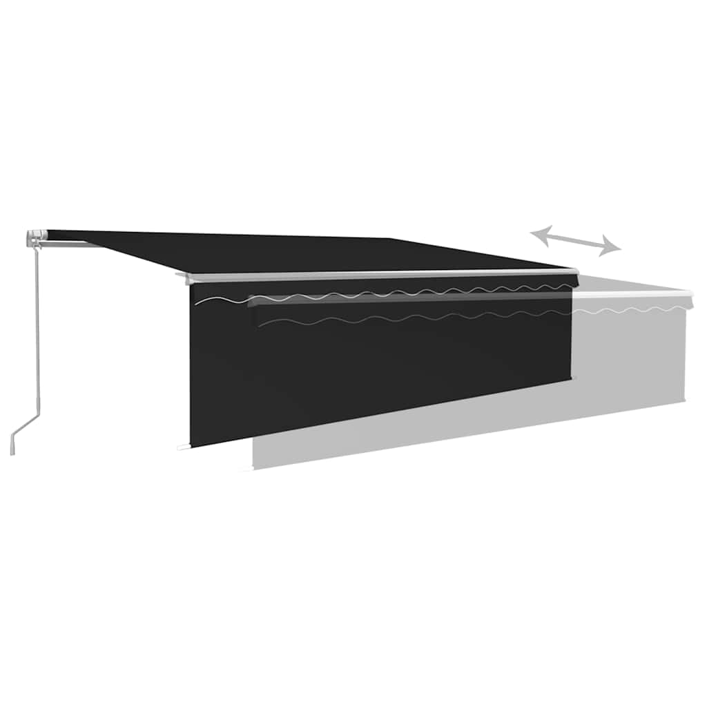 Copertină retractabilă manual cu stor&LED, antracit, 5x3 m GartenMobel Dekor