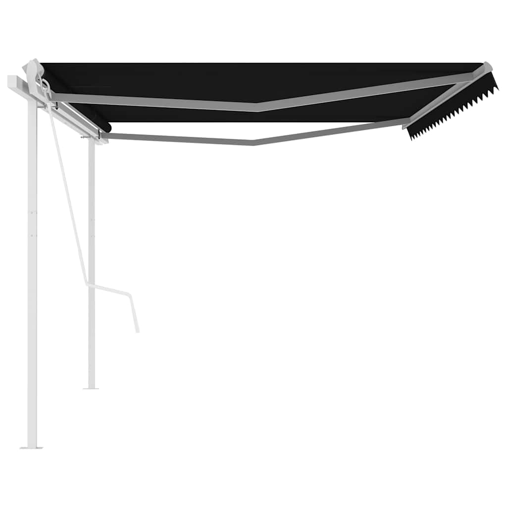 Copertină retractabilă automat, cu stâlpi, antracit, 5x3 m GartenMobel Dekor