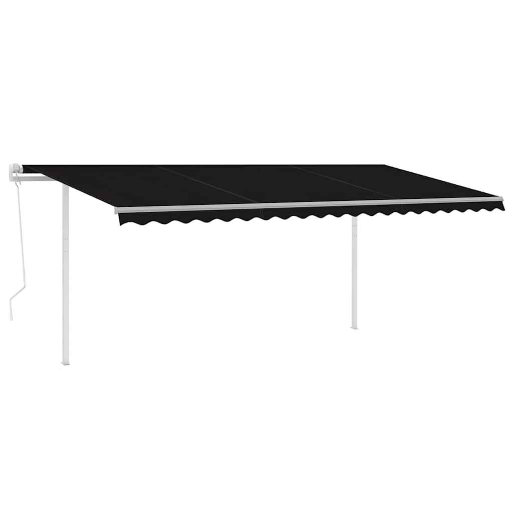 Copertină retractabilă automat, cu stâlpi, antracit, 5x3 m GartenMobel Dekor