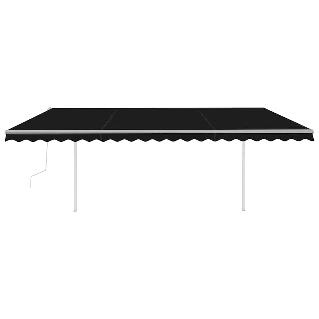 Copertină retractabilă automat, cu stâlpi, antracit, 5x3 m GartenMobel Dekor