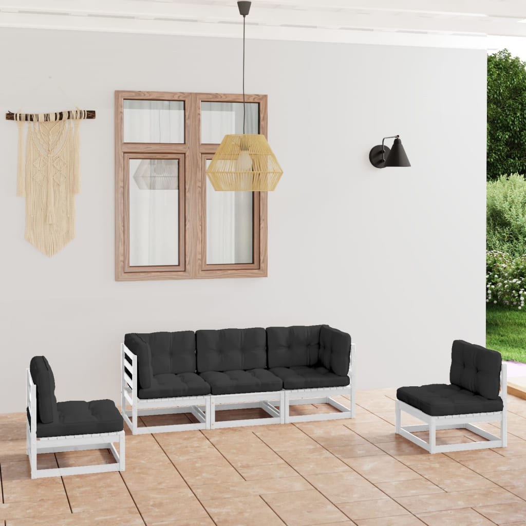 Set mobilier de grădină cu perne, 5 piese, lemn masiv de pin GartenMobel Dekor