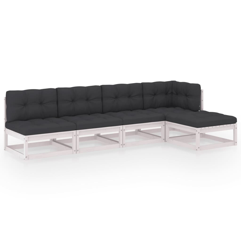 Set mobilier de grădină cu perne, 5 piese, lemn masiv de pin GartenMobel Dekor