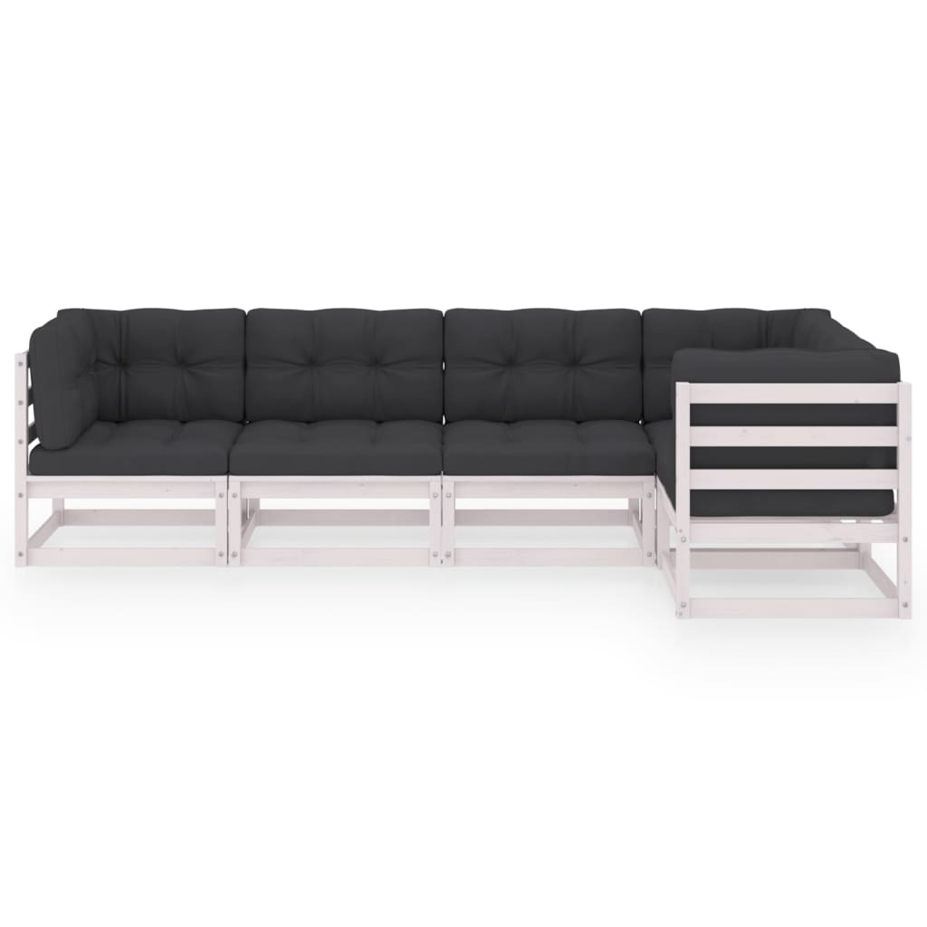Set mobilier de grădină cu perne, 5 piese, lemn masiv de pin GartenMobel Dekor