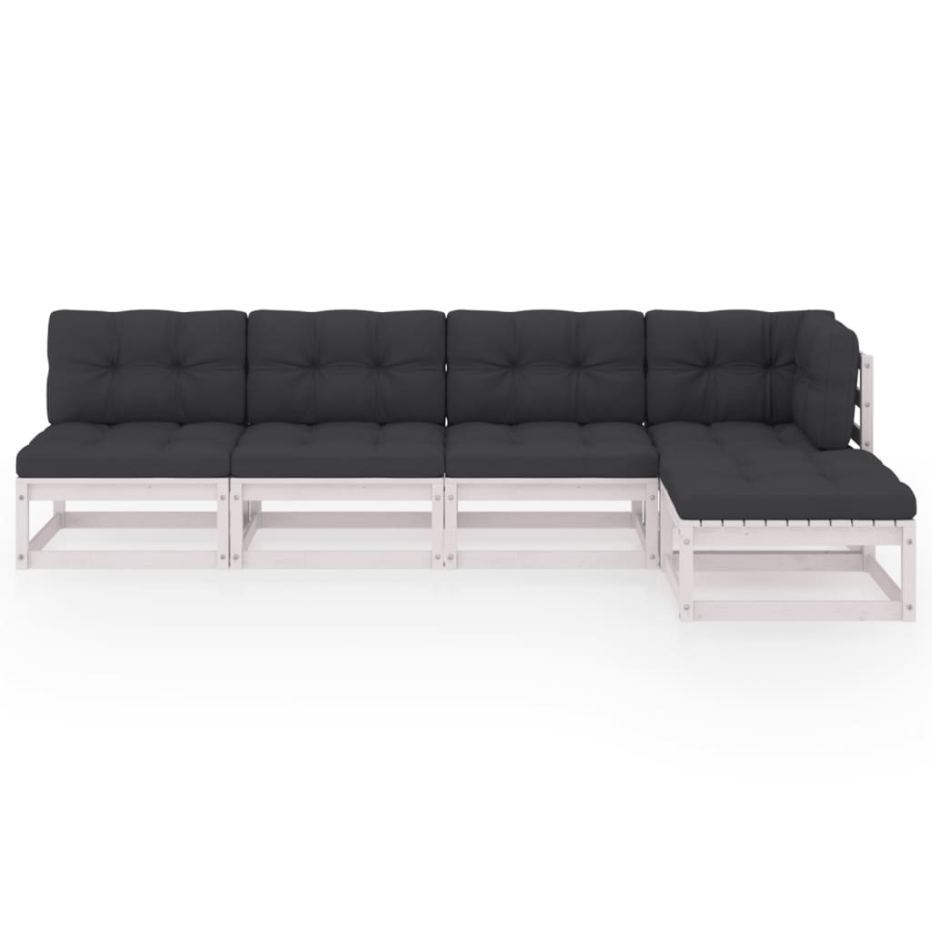 Set mobilier de grădină cu perne, 5 piese, lemn masiv de pin GartenMobel Dekor